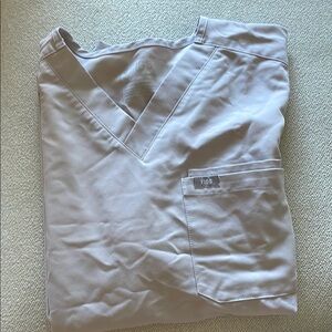 Figs Light Gray Scrub Top